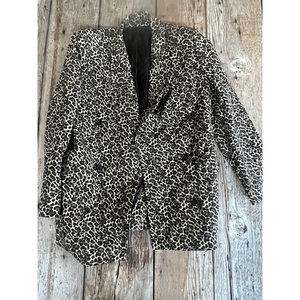 The Kooples Paris Leopard Print Blazer Gold Metallic Double Breasted Jacket 1 S
